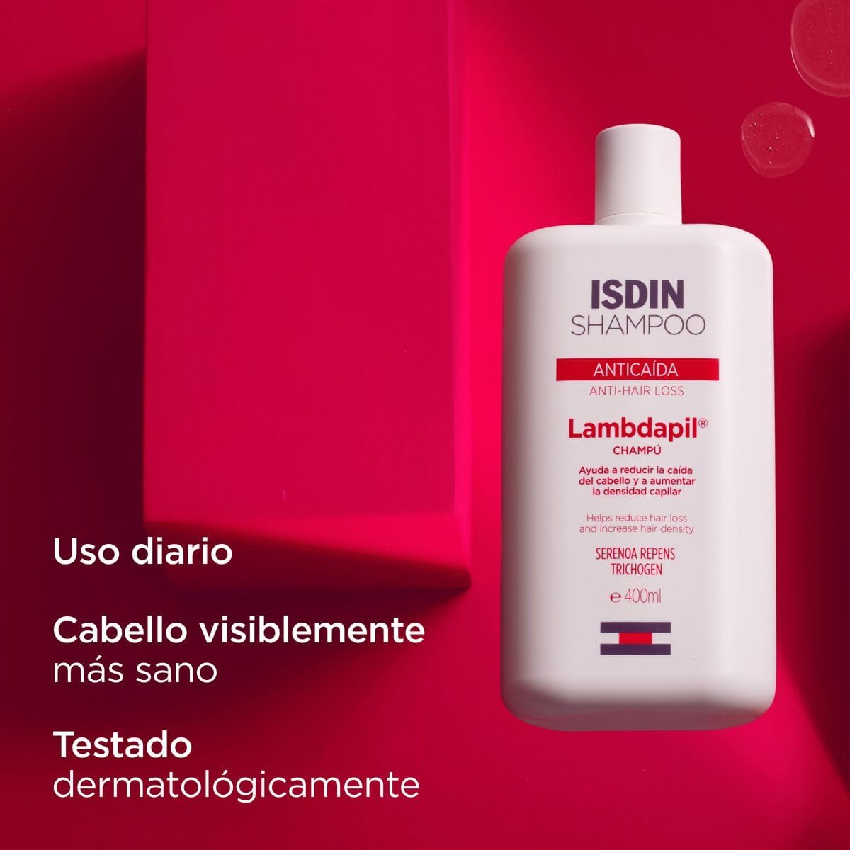 ISDIN Shampoo Lambdapil Anticaída (200 ml) – Caja con 12 sobres