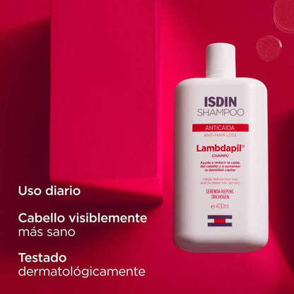 ISDIN Shampoo Lambdapil Anticaída (200 ml) – Caja con 12 sobres