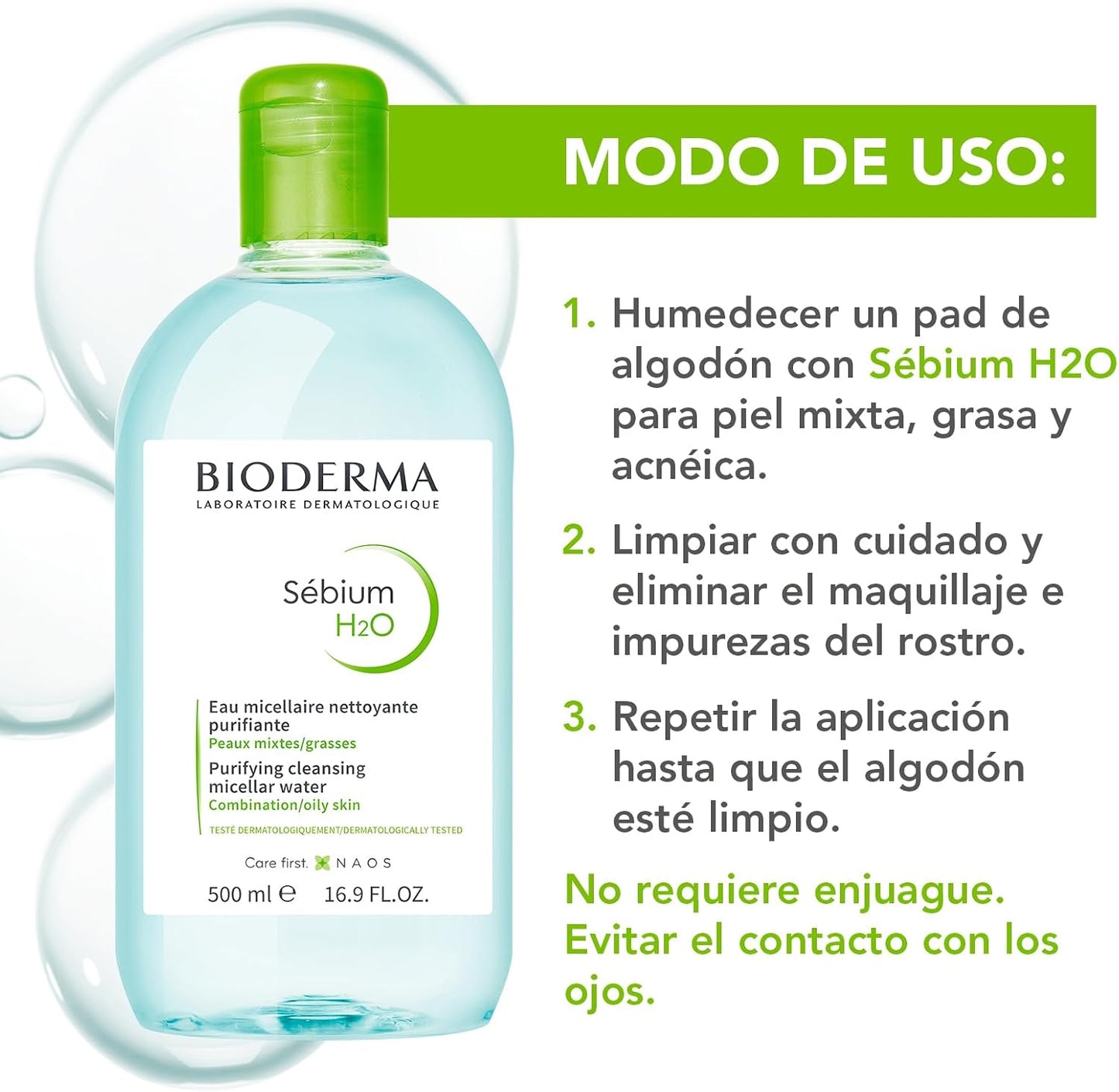 Bioderma Sébium H2O – Solución Micelar Purificante (500 ml)