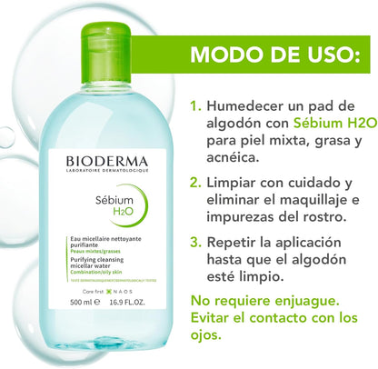 Bioderma Sébium H2O – Solución Micelar Purificante (500 ml)
