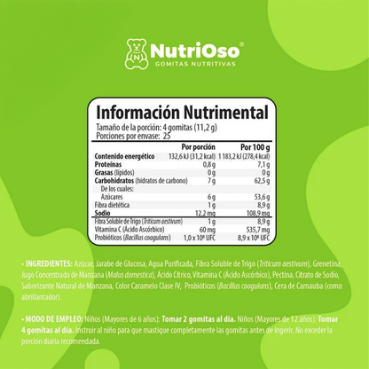 NutriOso Probióticos Sabor Manzana para Niños (100 gomitas)