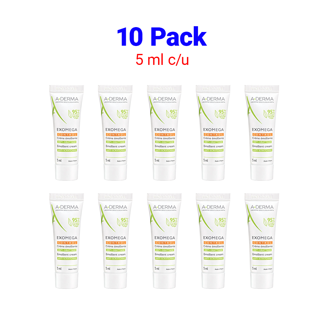 A-Derma Exomega Control Crema Emoliente (50 ml) – 10 Pack (5 ml c/u)