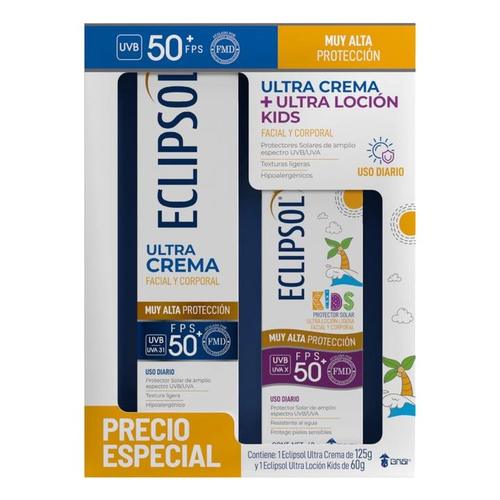 Dúo Protector Solar Eclipsol: Ultra Crema (125g) + Ultra Loción Kids (60g)