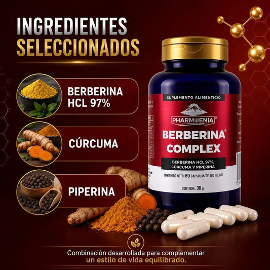 Berberina Complex 97% con Cúrcuma y Piperina - Pharmenia (60 Cápsulas)
