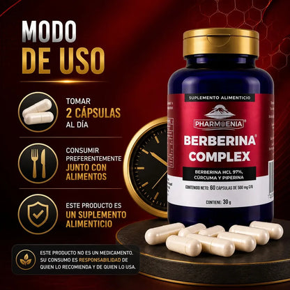 Berberina Complex 97% con Cúrcuma y Piperina - Pharmenia (60 Cápsulas)