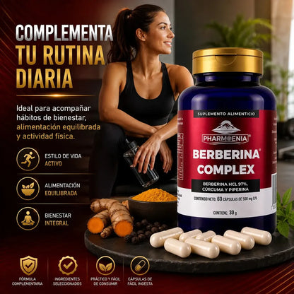 Berberina Complex 97% con Cúrcuma y Piperina - Pharmenia (60 Cápsulas)