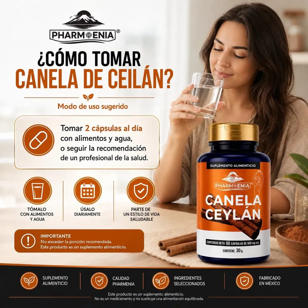 Canela Ceylán - Pharmoenia (60 Cápsulas)