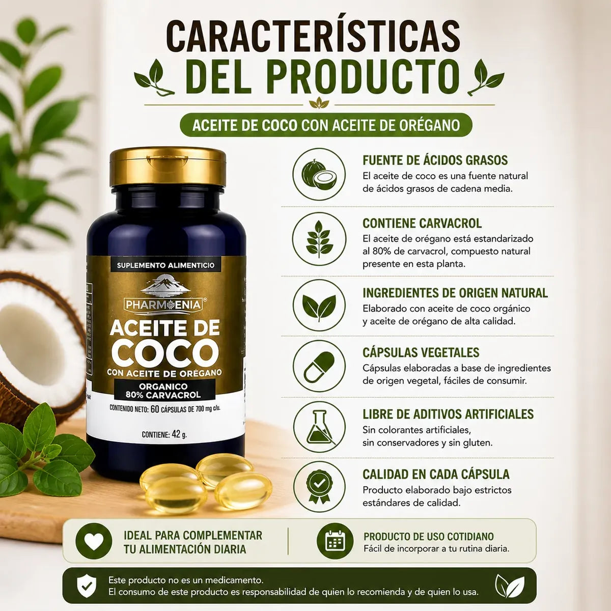 Aceite de Coco - Pharmenia (60 Cápsulas)