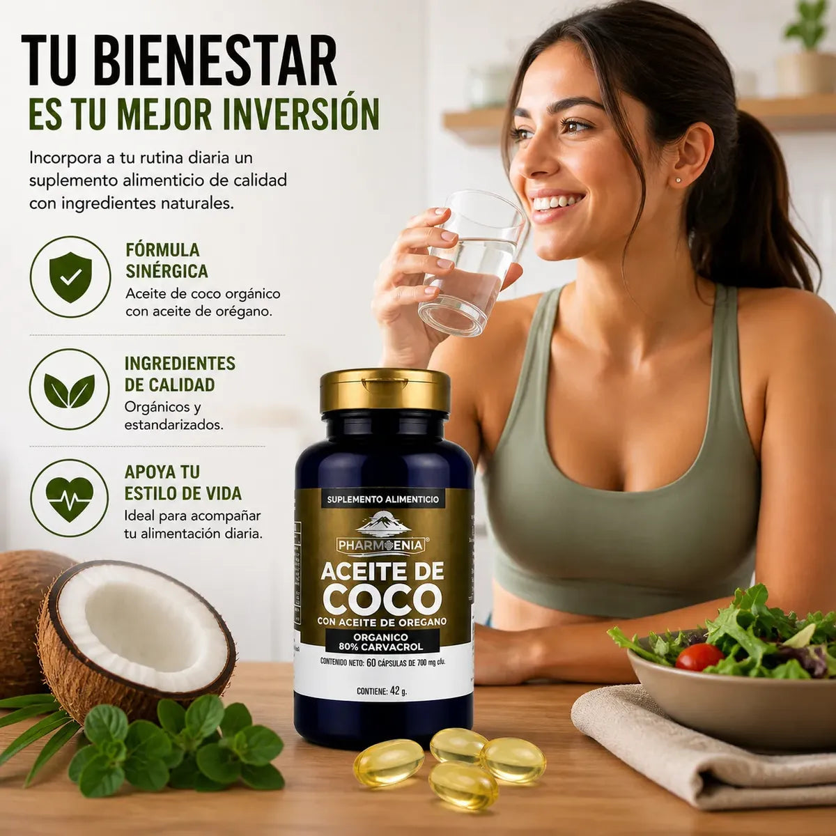 Aceite de Coco - Pharmenia (60 Cápsulas)