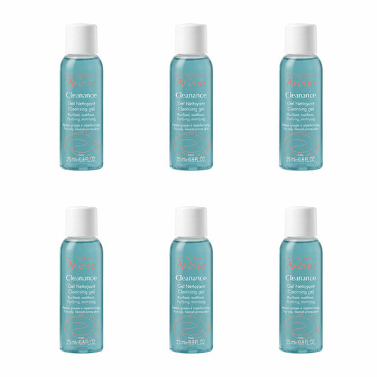 Eau Thermale Avène Cleanance Gel Nettoyant (Cleansing Gel) - Pack de 6 Botellas de 25 ml / 0.8 FL. OZ. c/u