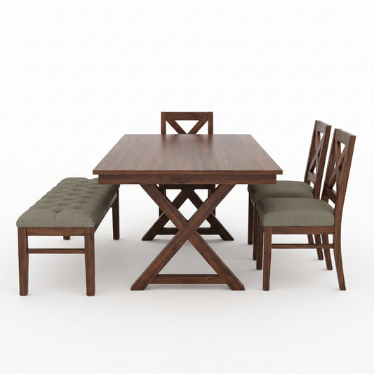 Comedor Mediano Moderno - color olivo (4 sillas/1 banco)