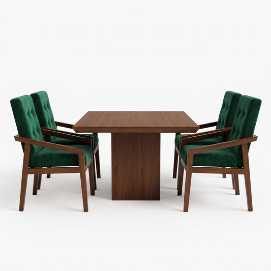 Comedor Chico Moderno - color Verde Esmeralda (4 sillas)