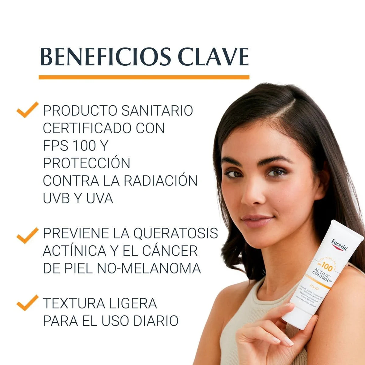 Eucerin Actinic Control MD FPS 100 Fluido Facial - Prevención de Queratosis Actínica y Cáncer de Piel (80 ml)