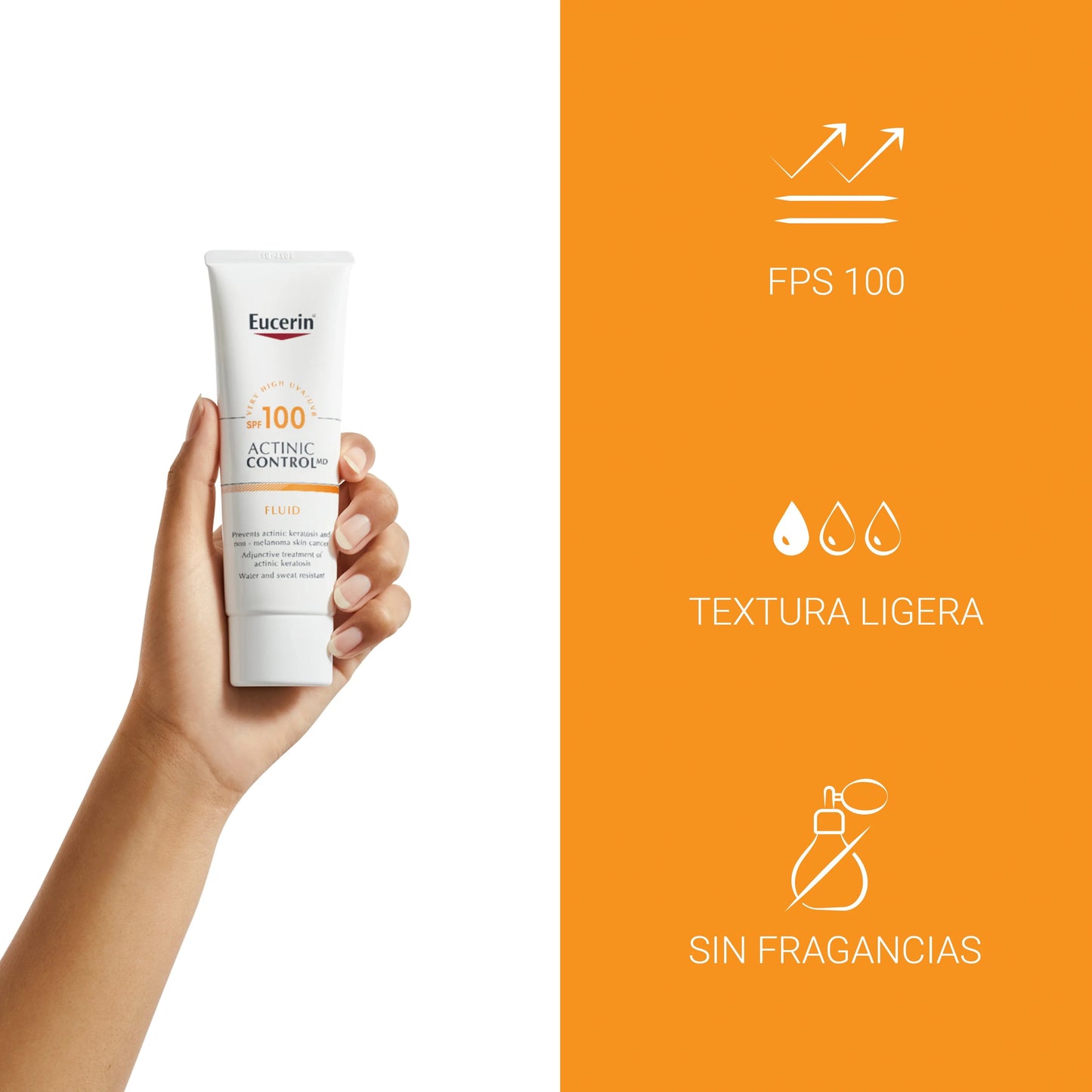 Eucerin Actinic Control MD FPS 100 Fluido Facial - Prevención de Queratosis Actínica y Cáncer de Piel (80 ml)