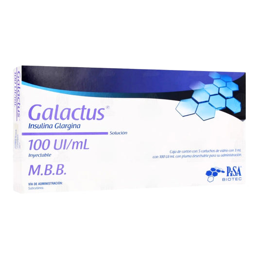Galactus Insulina Glargina - Solución Inyectable (5 plumas con 3 ml C/U)
