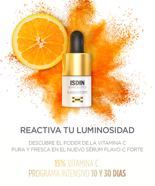 ISDIN - Flavo C Forte - Sérum Facial intensivo Revitaliza, Iluminador y Antifatiga (5 ml)