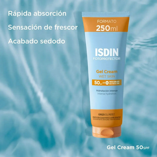 ISDIN Fotoprotector Gel Cram Wet Skin 50spf Hidratación intensa